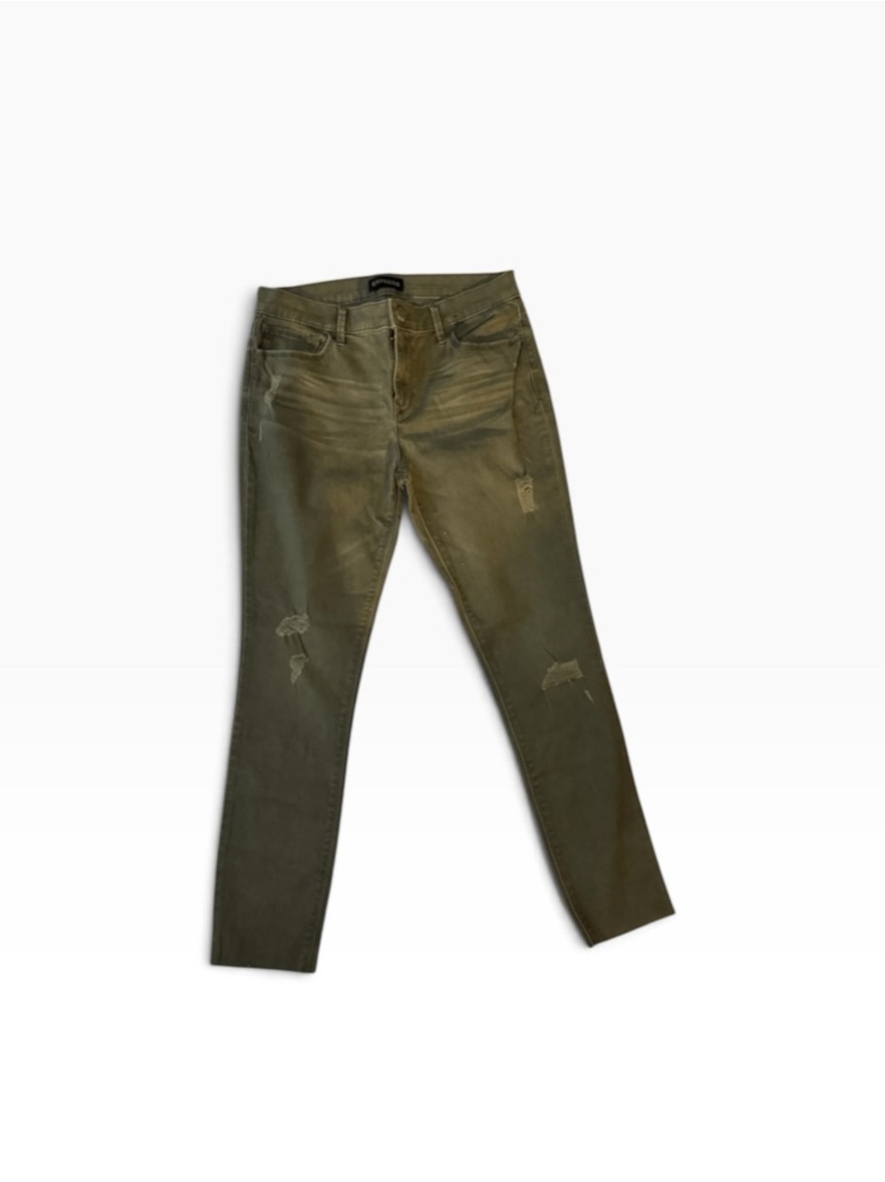 Express Women's Olive Green Distressed Jeggings